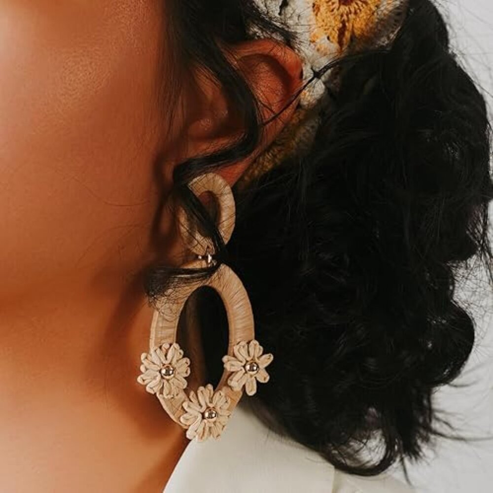 Brown Floral Dangle Earrings